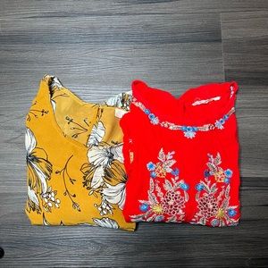 Entro Women’s Lot Of 2 Boutique Blouse Floral Large Embroidered Lace Work Wear